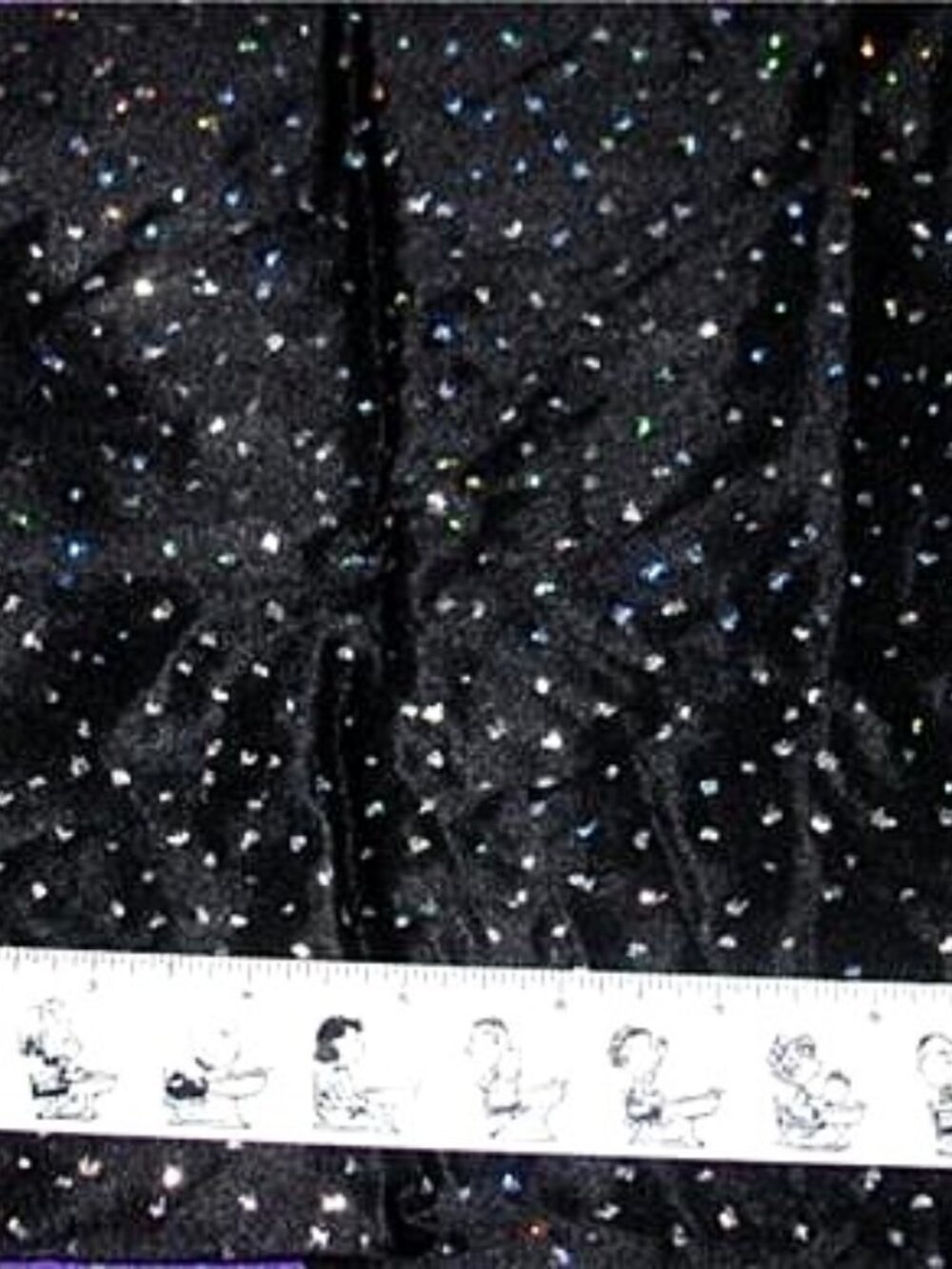 Silver Sparkle on Black Polyester Jersey Woven Fabric Remnant 25" X 44" wide